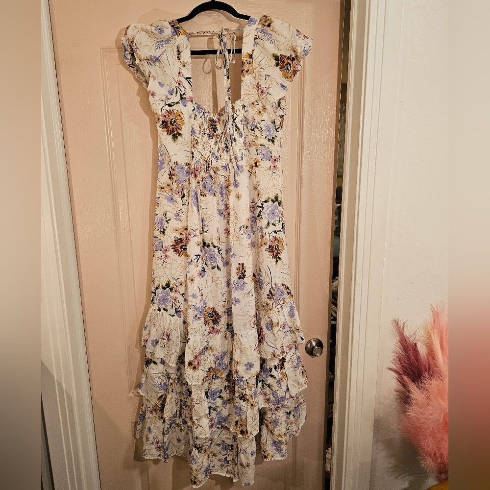 Anthropologie Cottagecore Floral Ruffle Midi Dress M - Picture 4 of 6